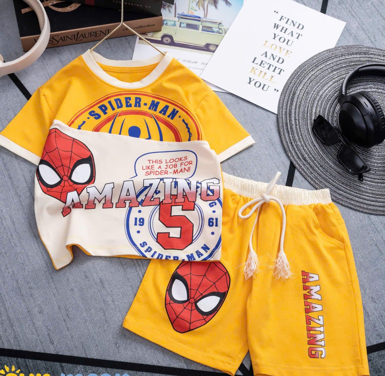 DB17 _ Bộ thun bé trai người nhện chữ Amazing siêu ngầu _ Beekids