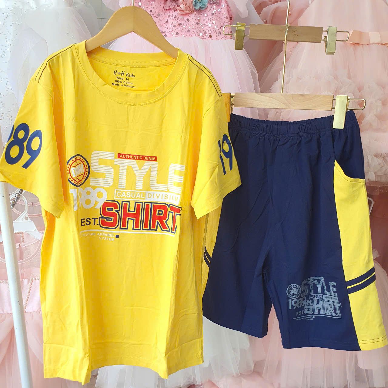 DB24 _ Đồ bộ thun cotton bé trai túi hộp in chữ Shirt siêu ngầu_ Beekids
