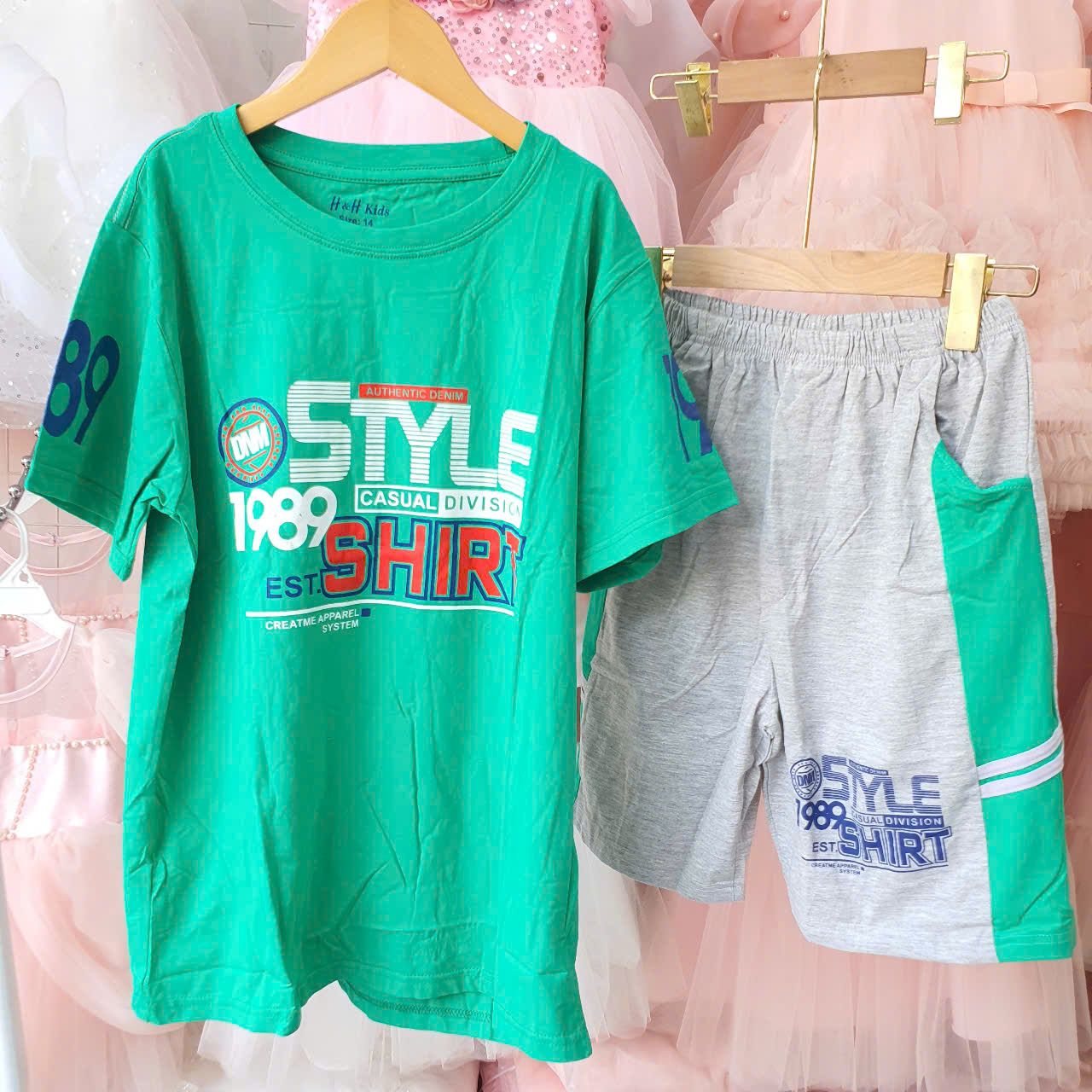 DB24 _ Đồ bộ thun cotton bé trai túi hộp in chữ Shirt siêu ngầu_ Beekids
