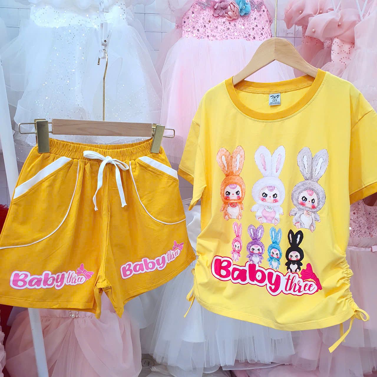 DB34 _ Bộ thun đùi cotton bé gái từ 30kg đến 50kg áo rút dây 2 bên _ Beekids