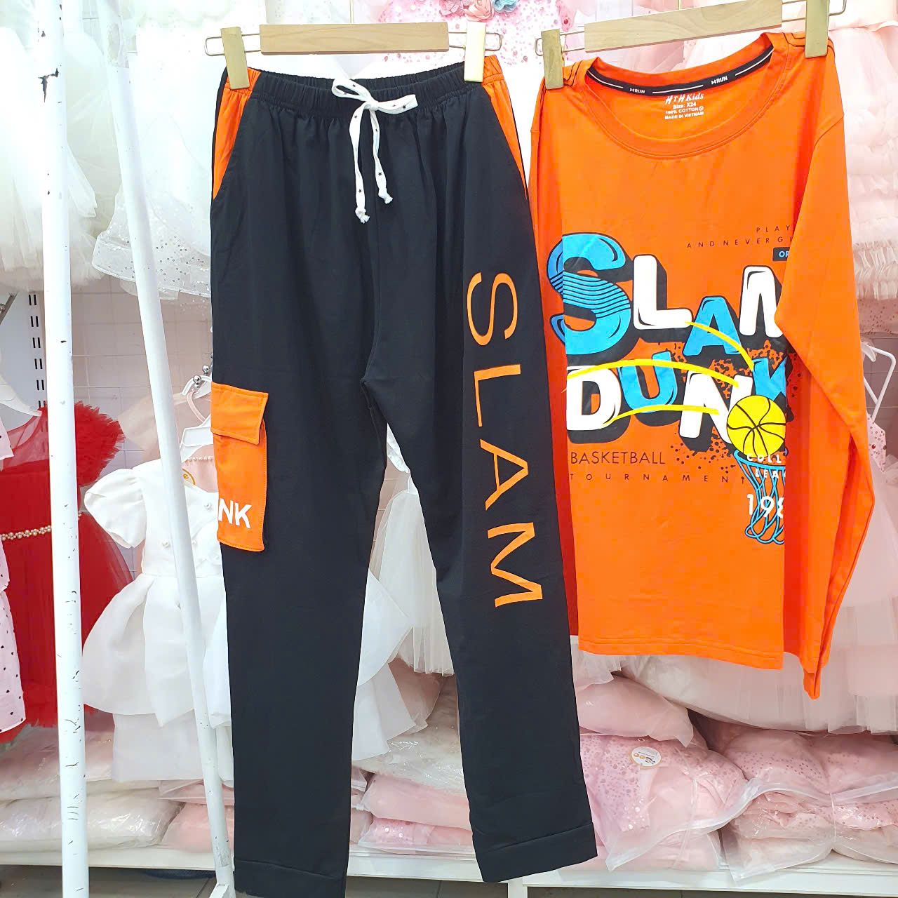 DB43 _ Bộ thun dài tay bé trai mặc ngủ bigsize họa tiết bóng rổ sành điệu _ Beekids