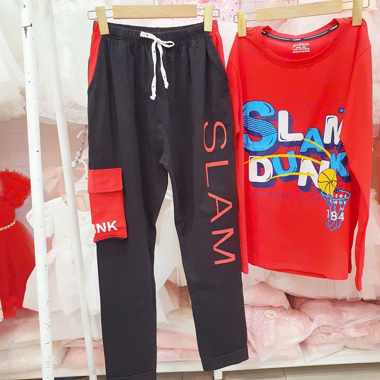 DB43 _ Bộ thun dài tay bé trai mặc ngủ bigsize họa tiết bóng rổ sành điệu _ Beekids