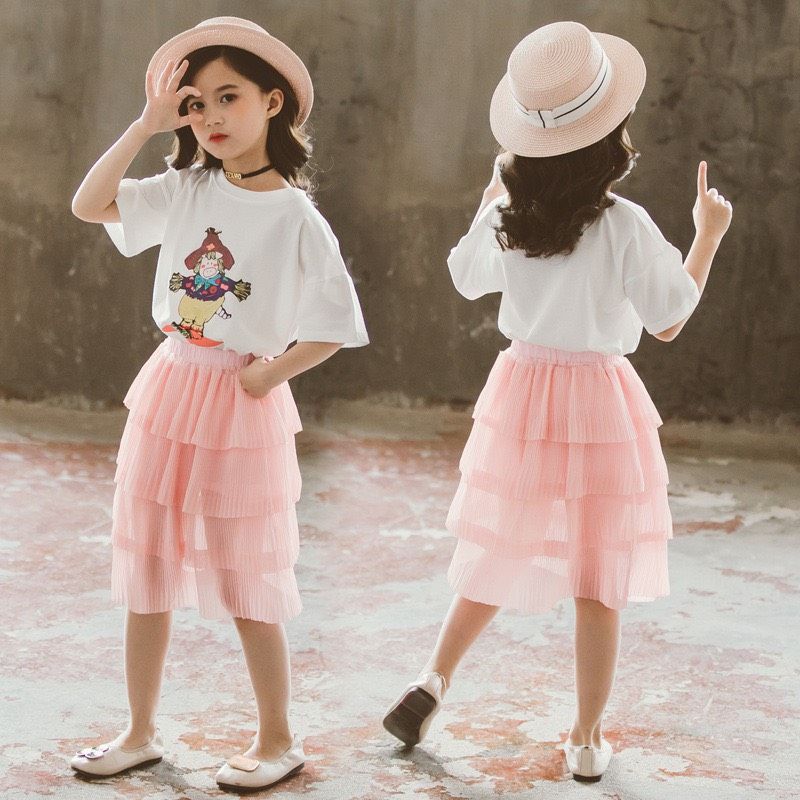 Set váy xếp tầng xinh cho bé gái