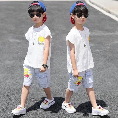 Set jean cọc tay bé trai