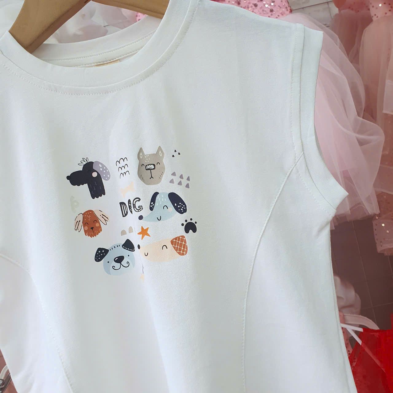 A32 _ Áo thun sát nách cho bé họa tiết các chú cún đáng yêu _ Beekids