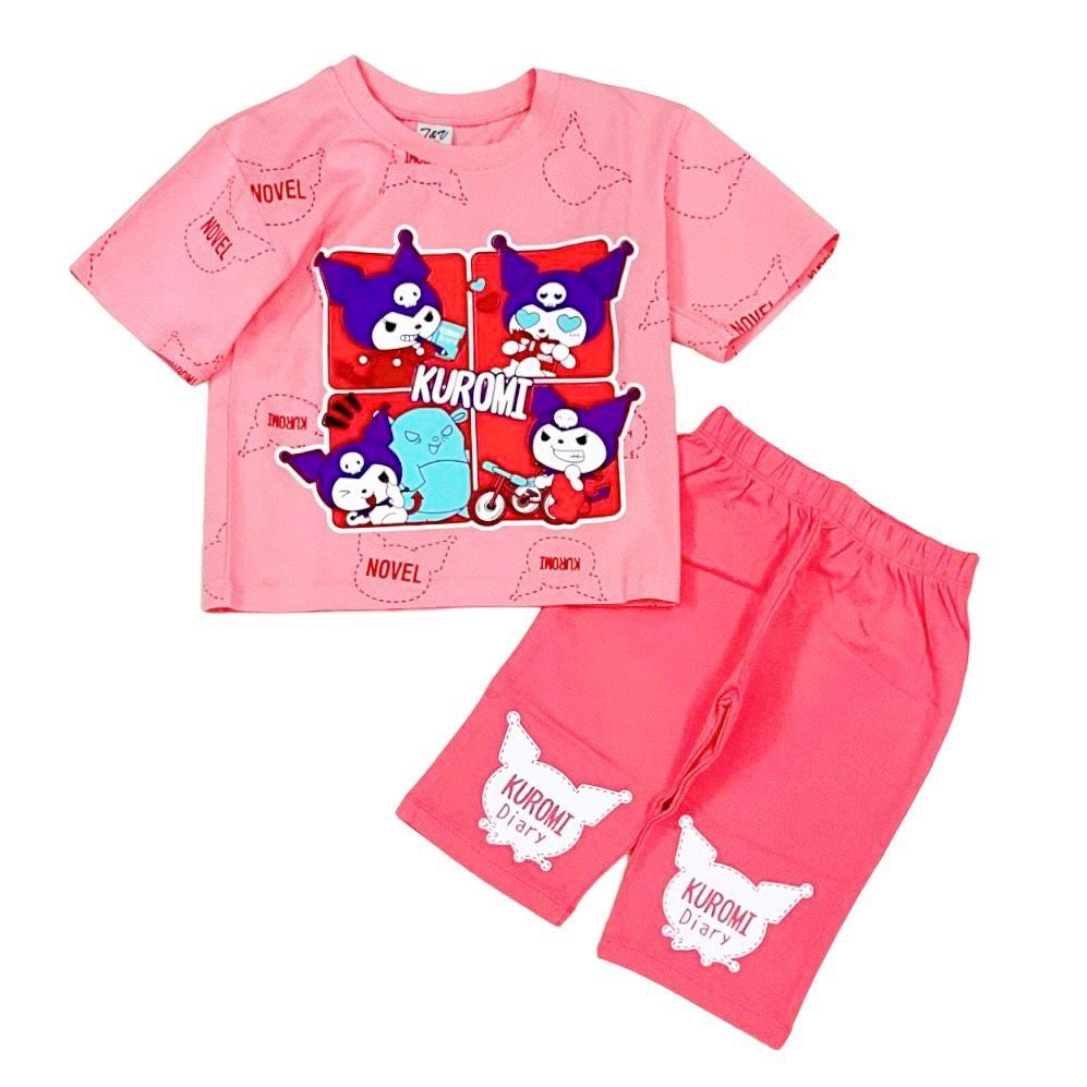 Đồ bộ lửng thun cotton bé gái họa tiết Kuromi (18-55kg)