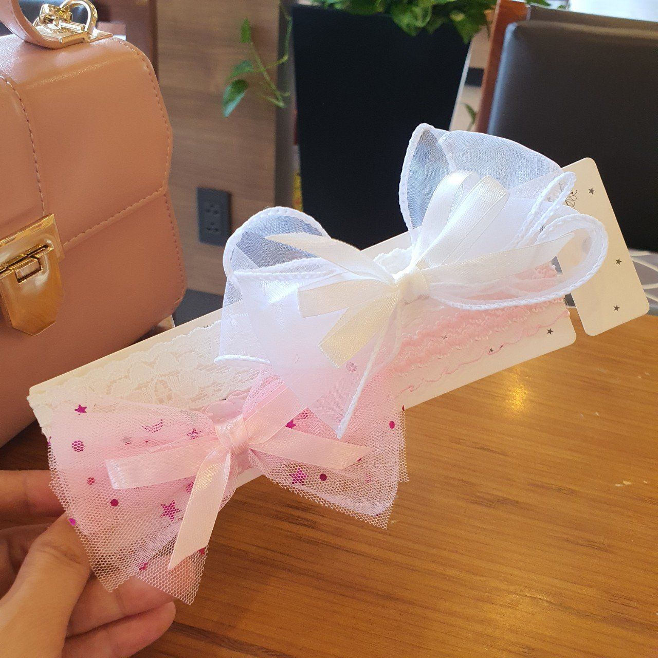 Set 2 băng đô nơ cho bé sơ sinh từ 0 đến 2 tuổi
