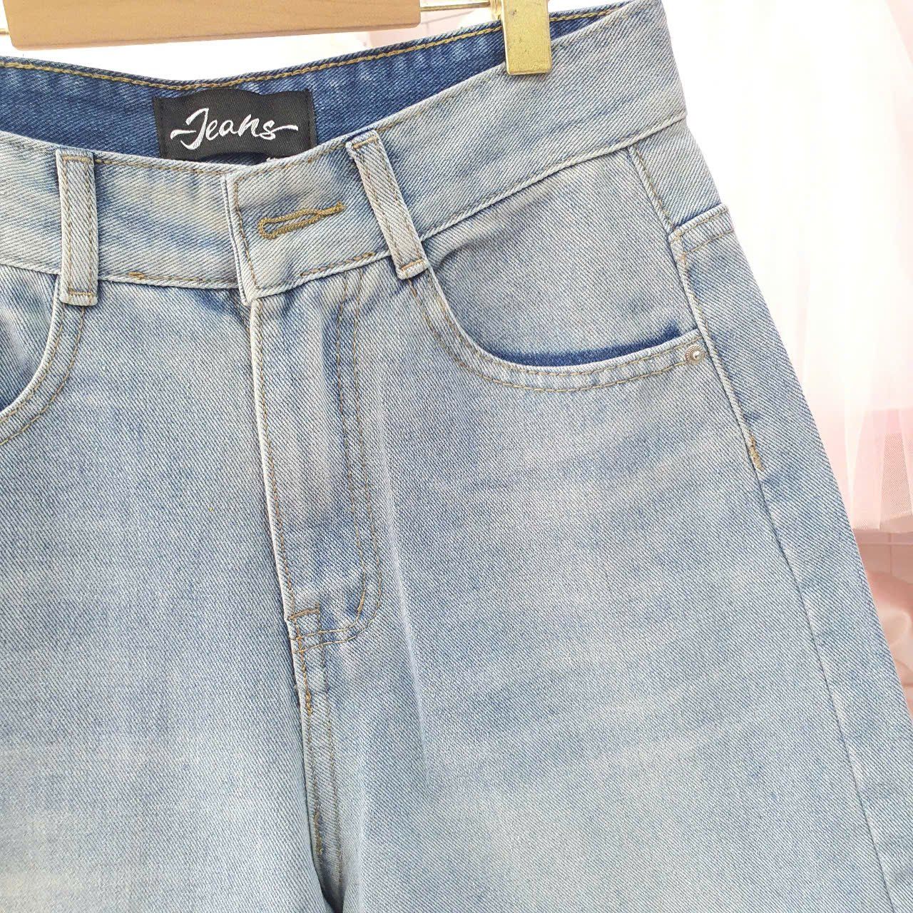 Q26 _ Quần jean ngố lưng cao thêu nơ chất jean mềm mại cho Bé và Mẹ _ Beekids
