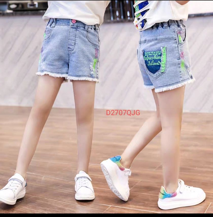 Quần short jean vết sơn