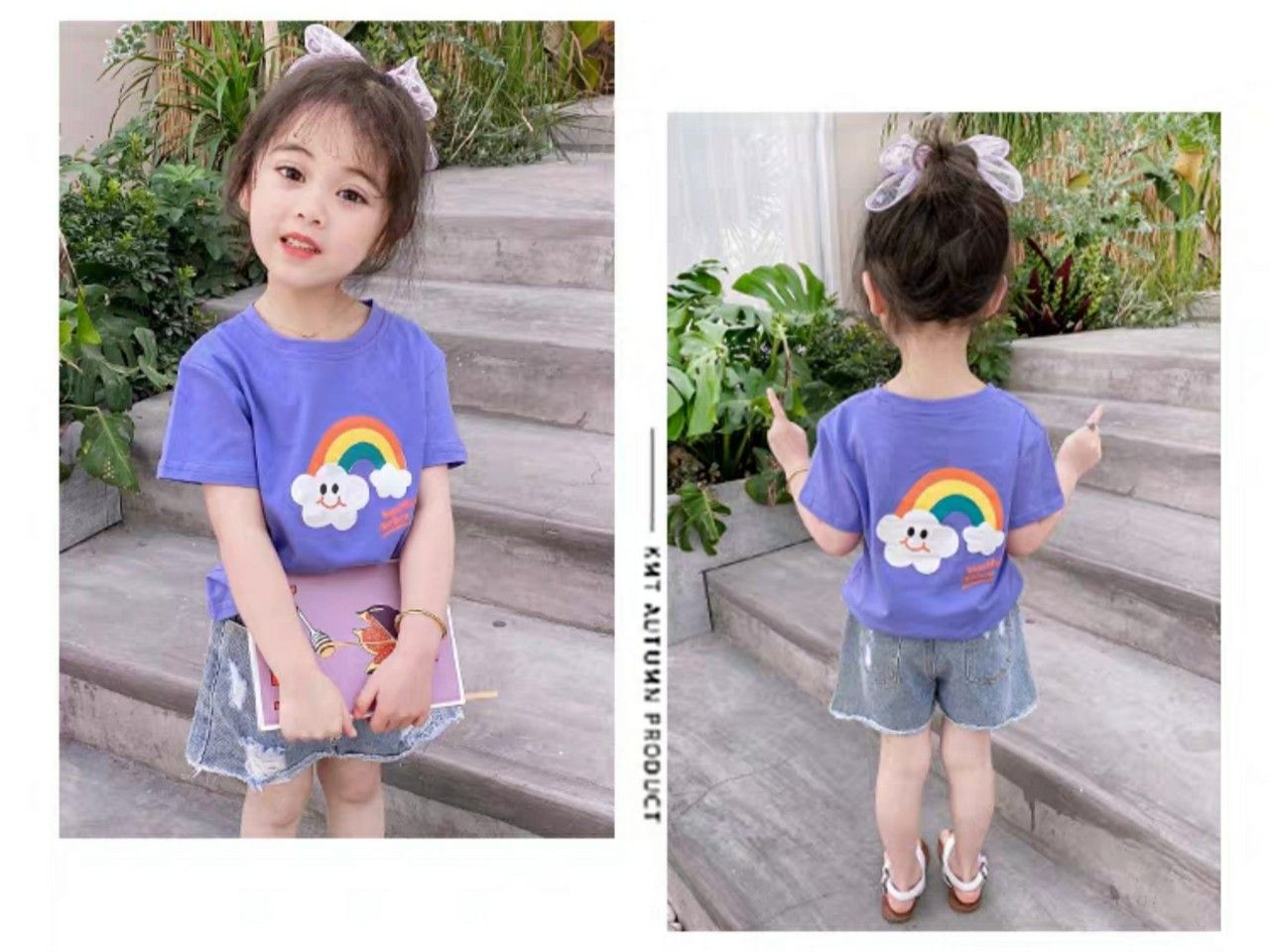 Áo thun cầu vồng bé gái