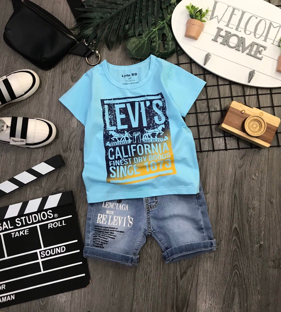 Set jean lửng Levis bé trai