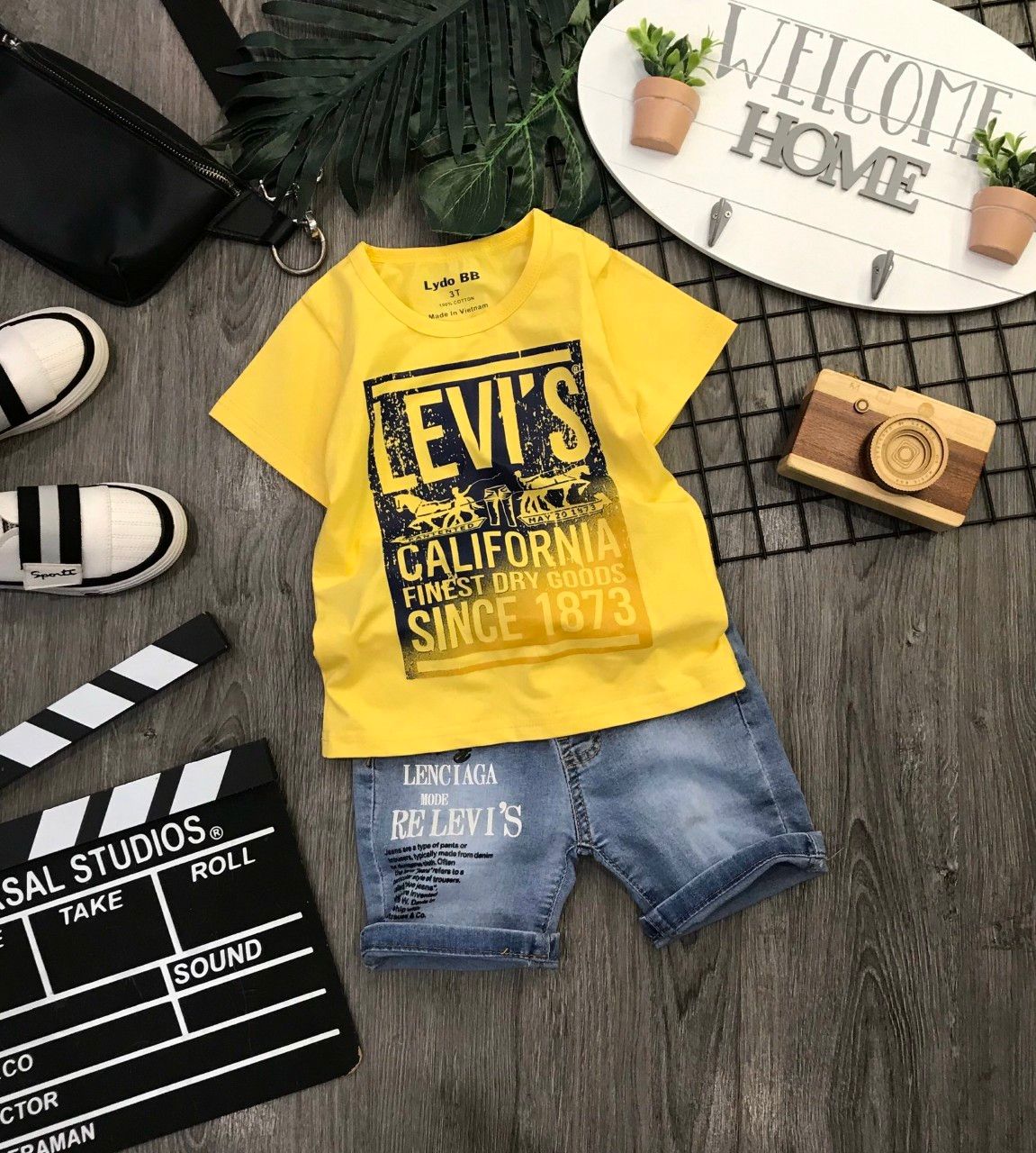 Set jean lửng Levis bé trai