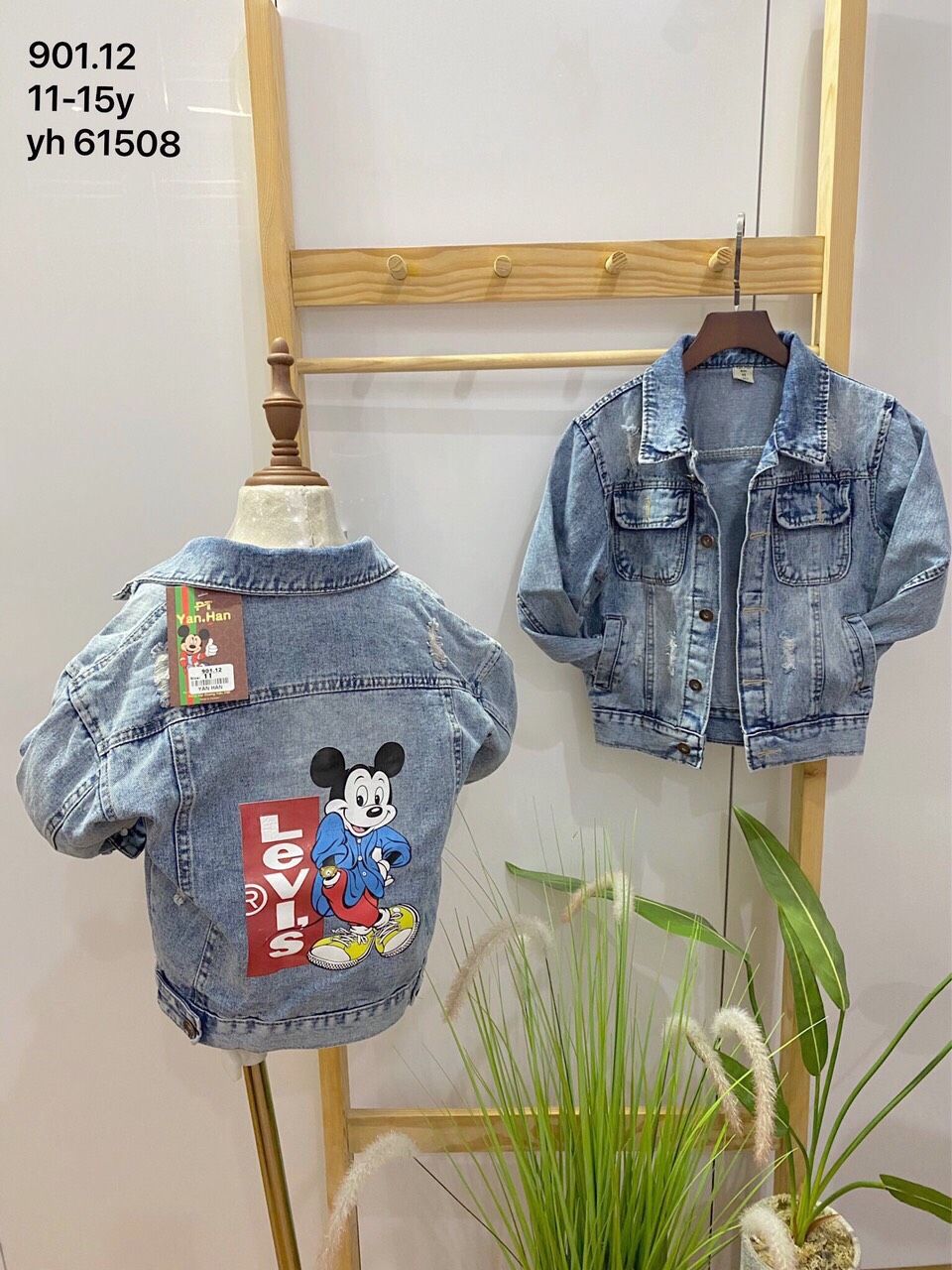 Áo khoác jean Mickey bé gái