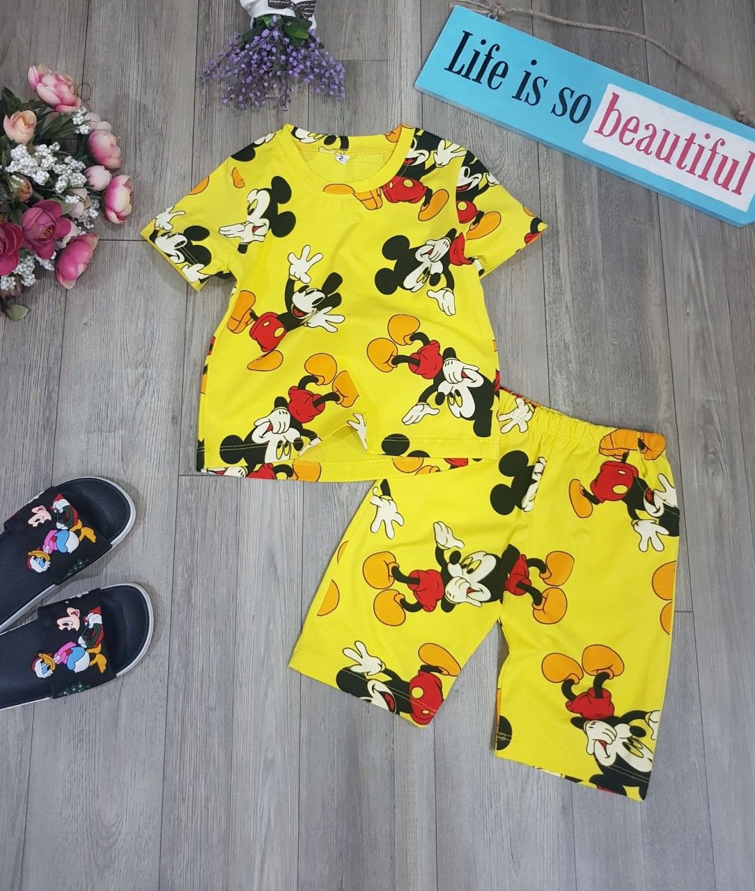 Bộ thun lửng Mickey và Peppa bé gái