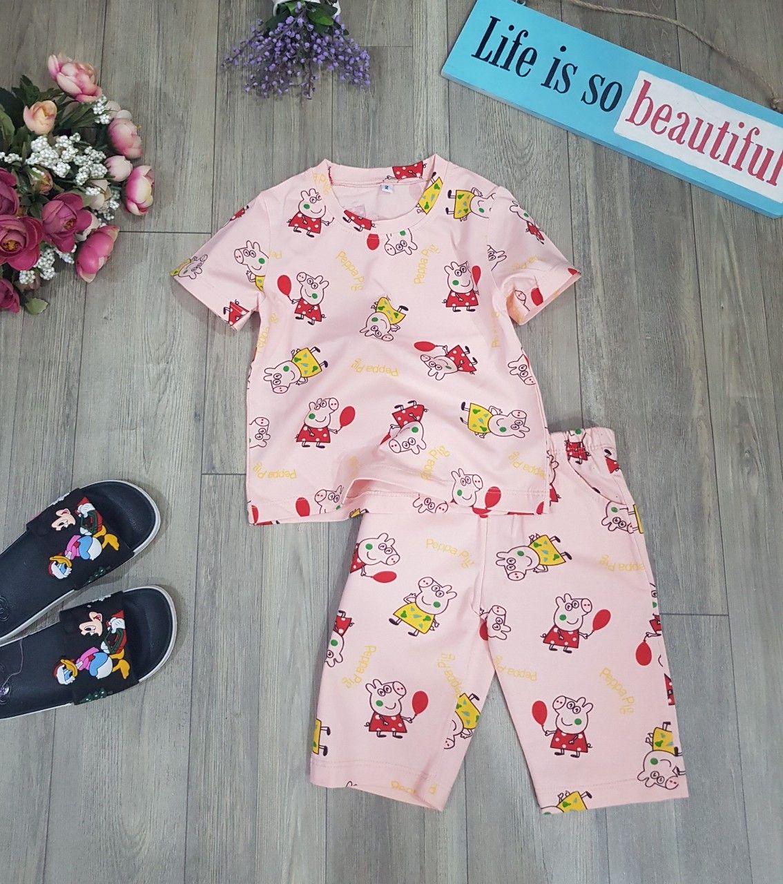Bộ thun lửng Mickey và Peppa bé gái