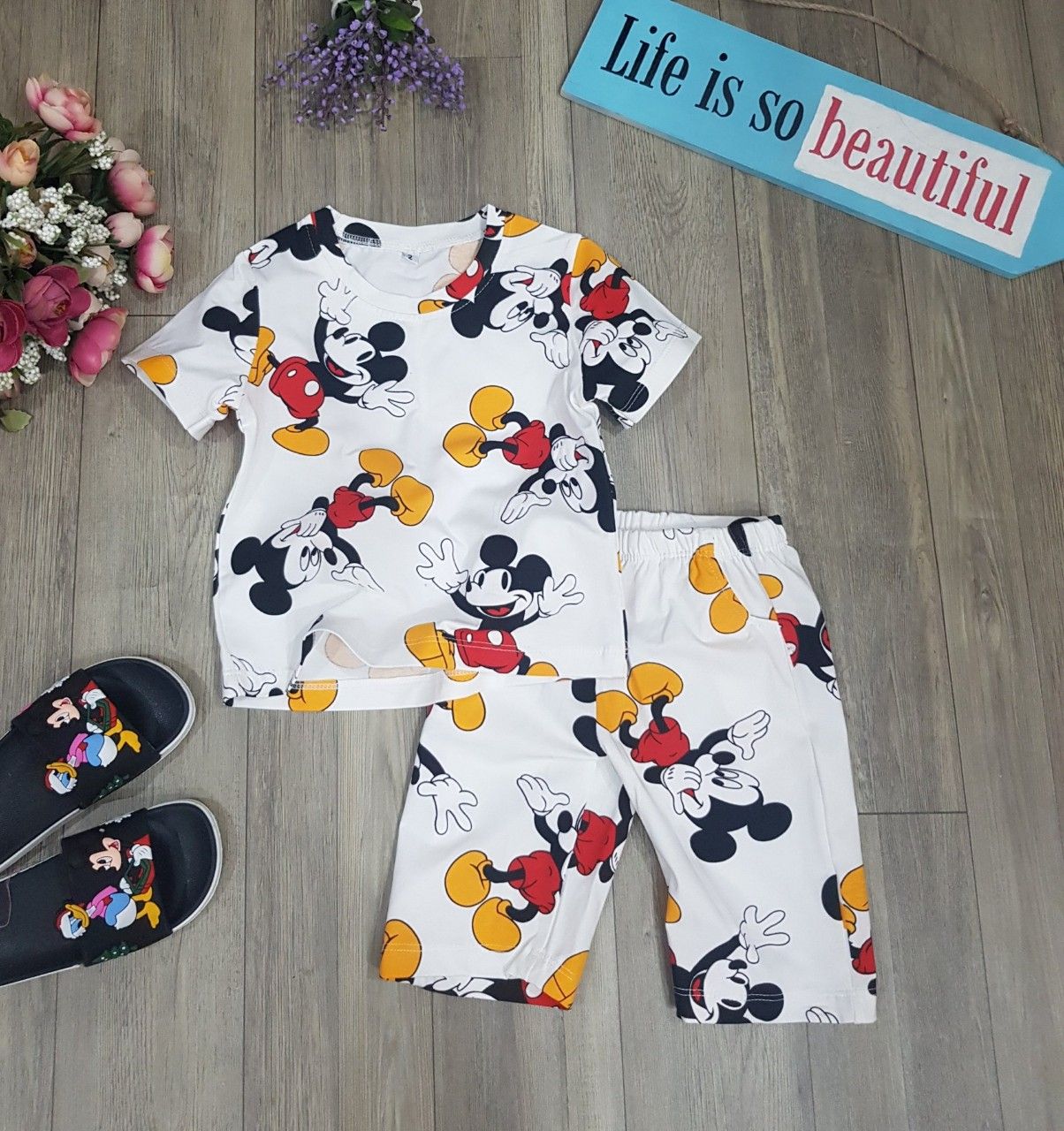 Bộ thun lửng Mickey và Peppa bé gái