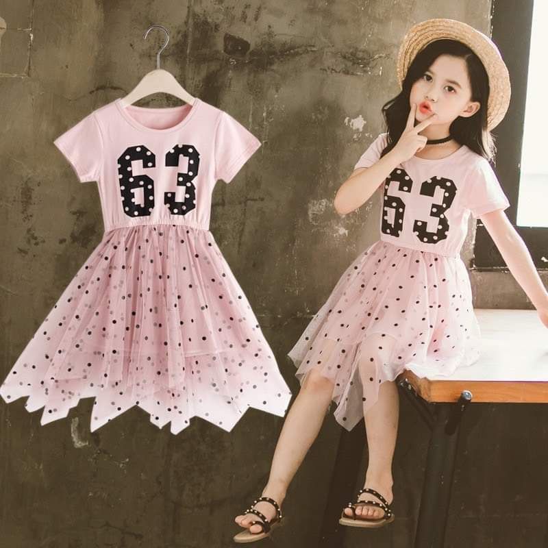 Váy ren 63 chấm bi cho bé gái