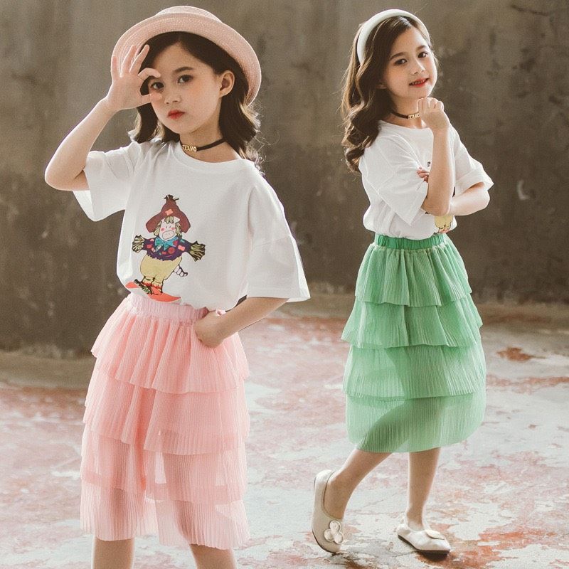 Set váy xếp tầng xinh cho bé gái