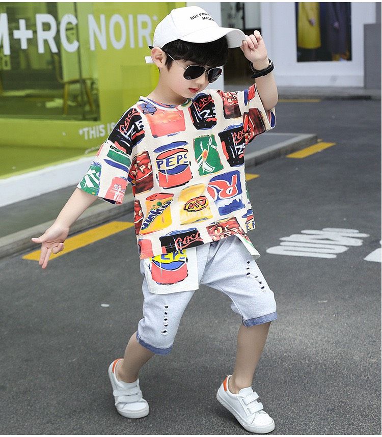 Set jean lửng túi đắp in nước ngọt