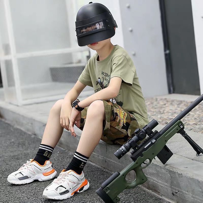 Set áo thun xanh quần kaki lính bé trai