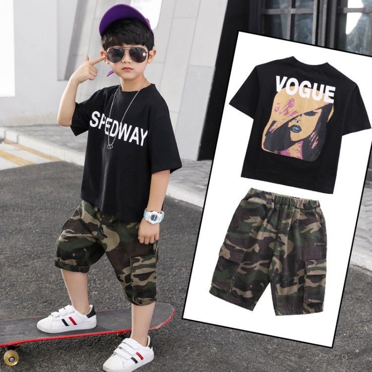 Set áo đen quần kaki lính túi hộp