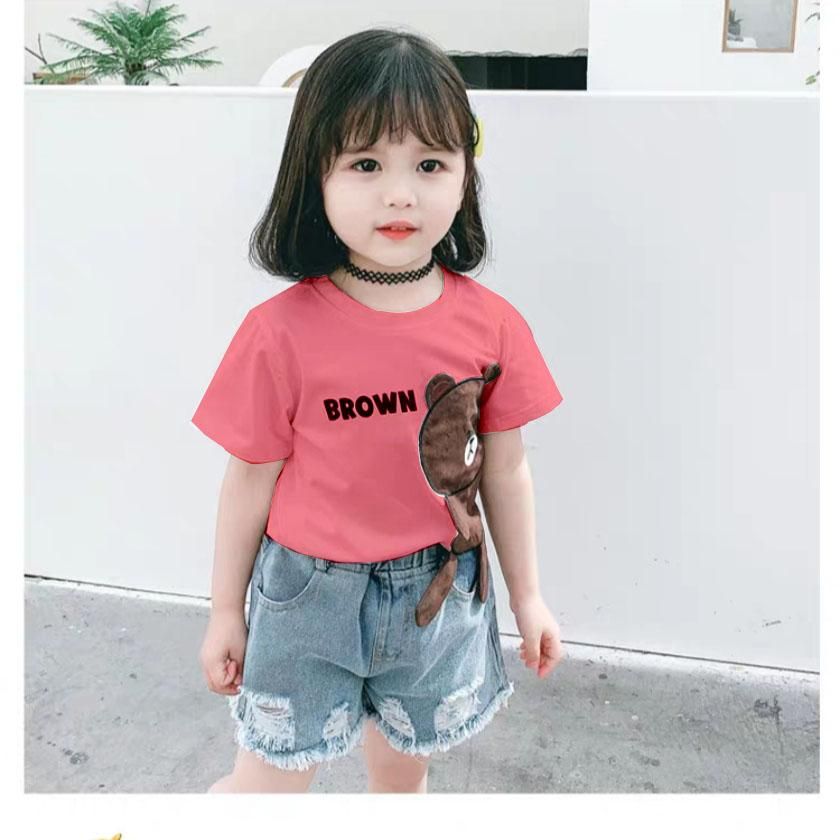 Set short jean gấu bé gái