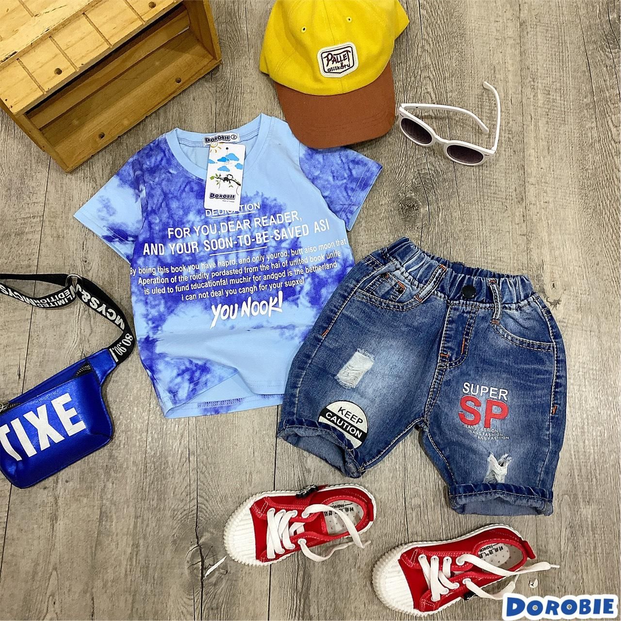 Set jean loan màu bé trai