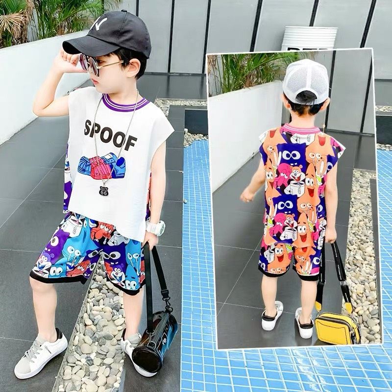Bộ thun cọc tay Spoof bé trai