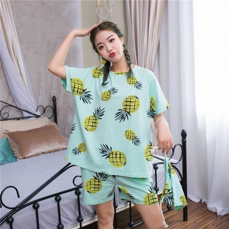 Đồ bộ dứa thun thái in 3D bé gái