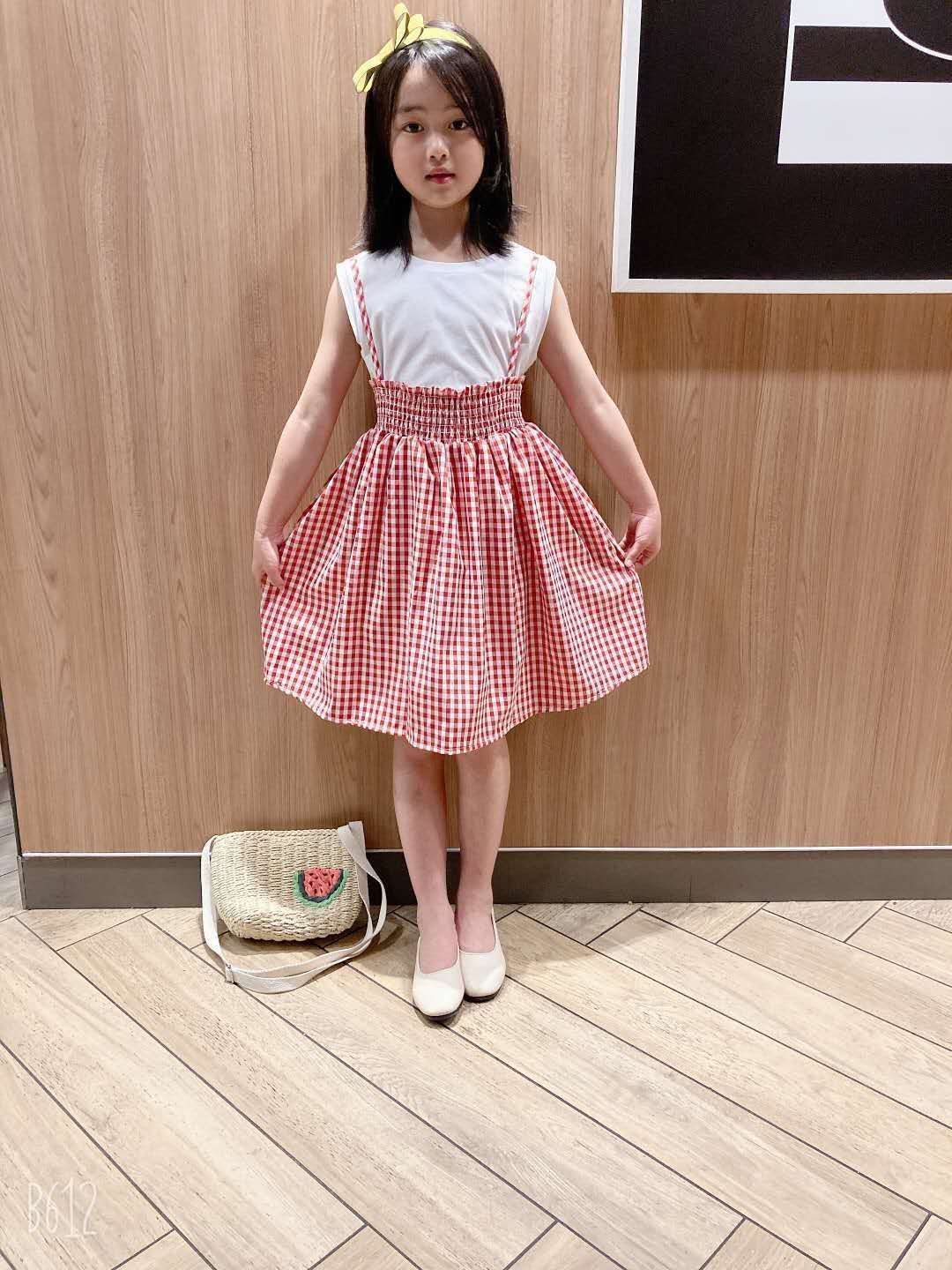 Set yếm caro xinh bé gái