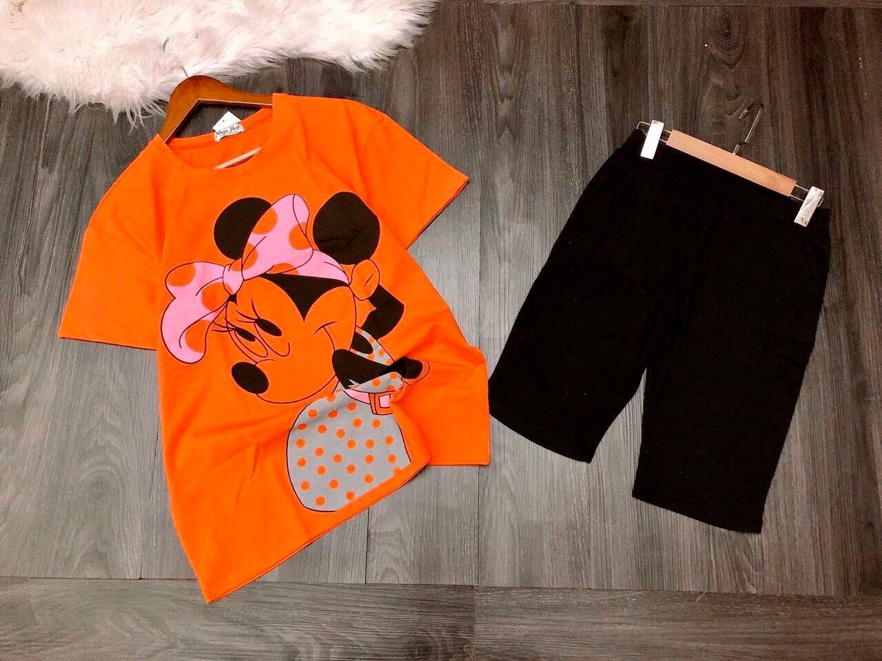 Bộ thun lửng Mickey bé gái
