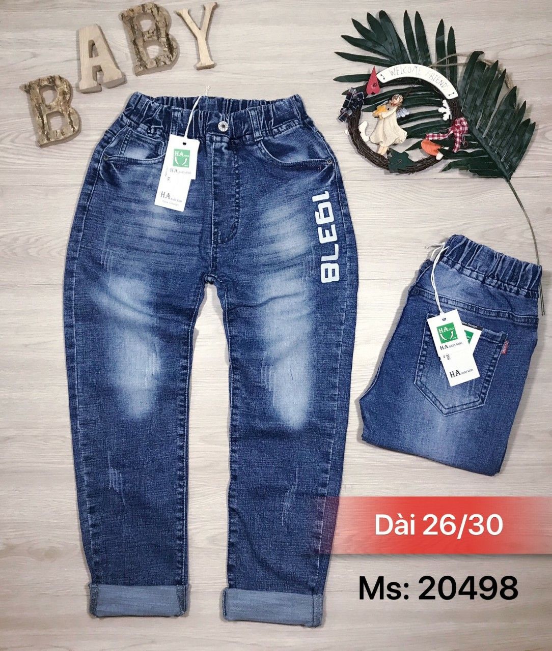 Quần jean dài co giãn cho bé trai từ 9-14 tuổi