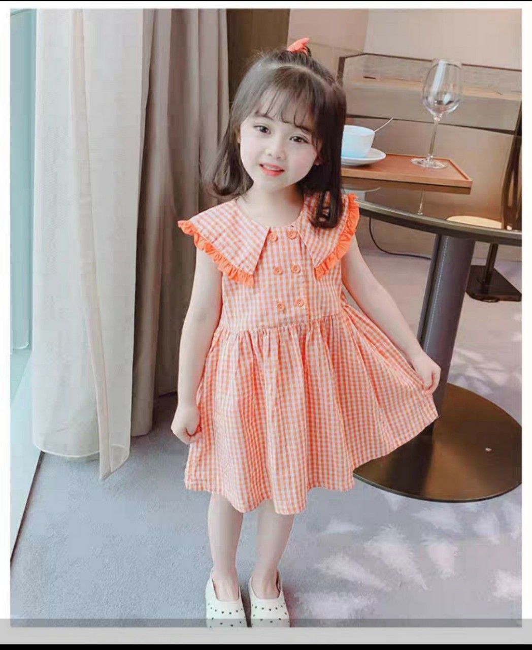 Đầm caro cổ thủy thủ