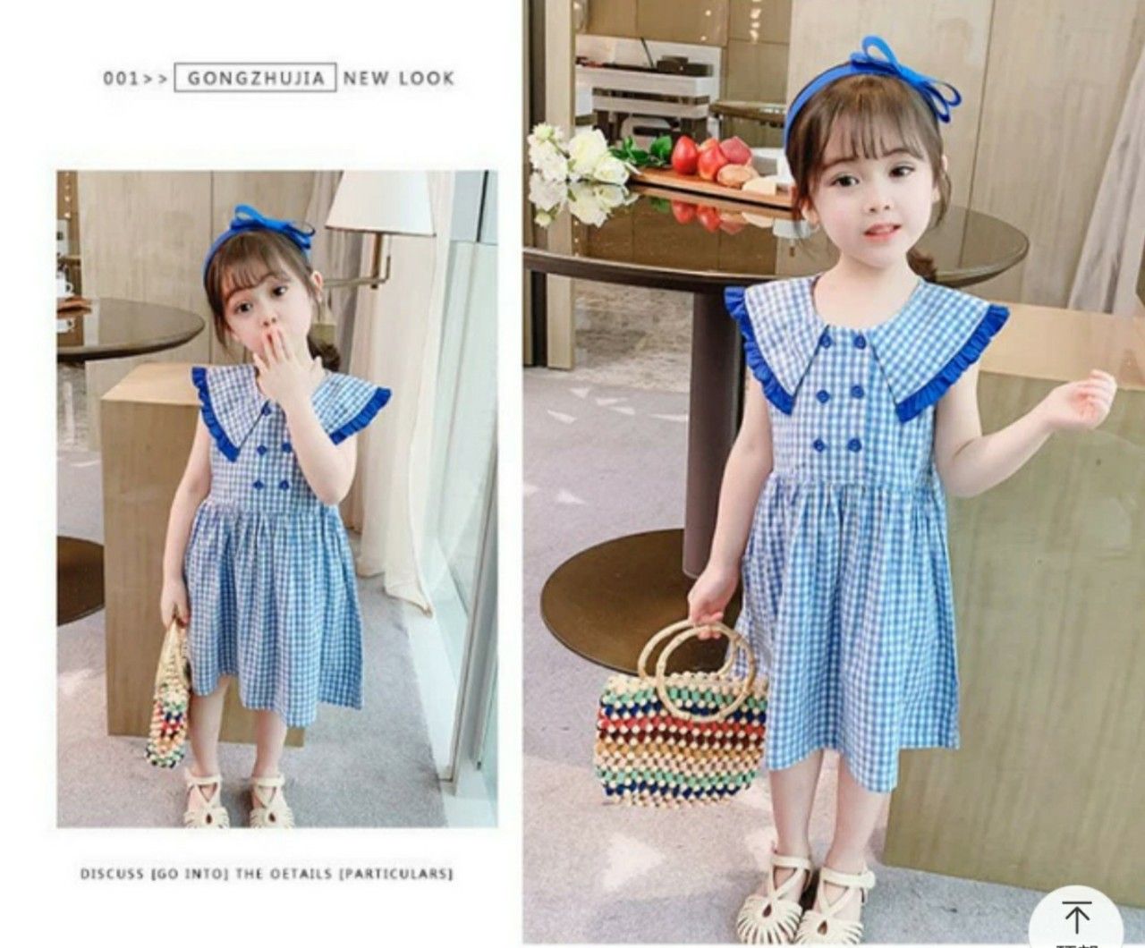 Đầm caro cổ thủy thủ