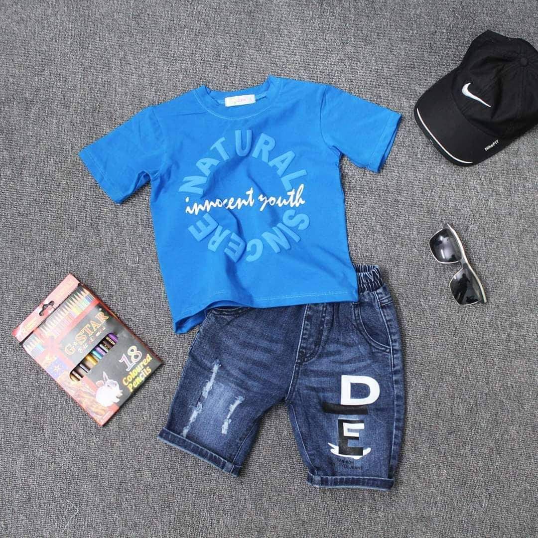 Set jean xanh Natural bé trai