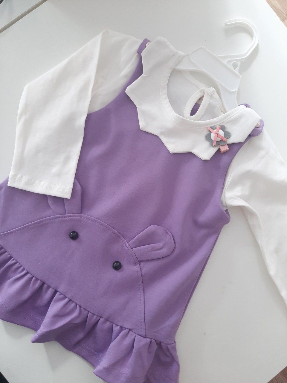 Set yếm nhí dài tay bé gái