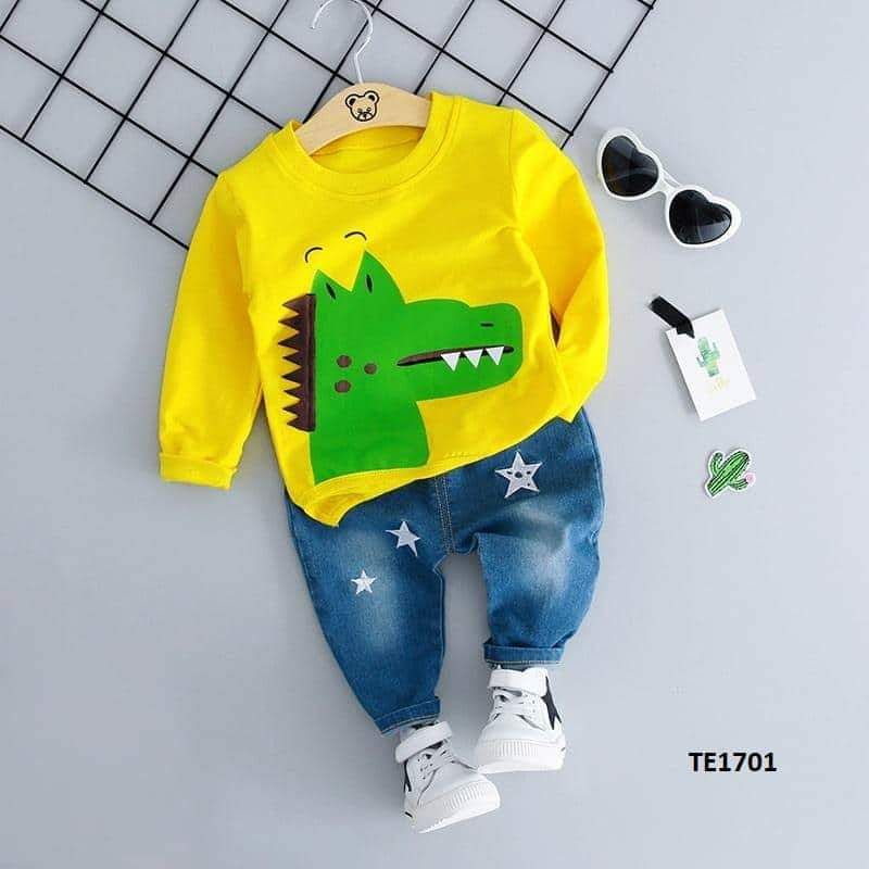 Set jean khủng long tay dàibé trai