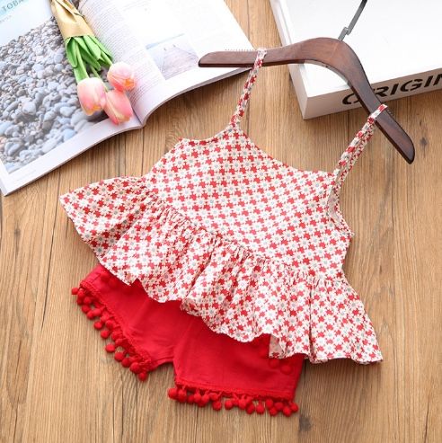 Set áo 2 dây quần kaki tua rua