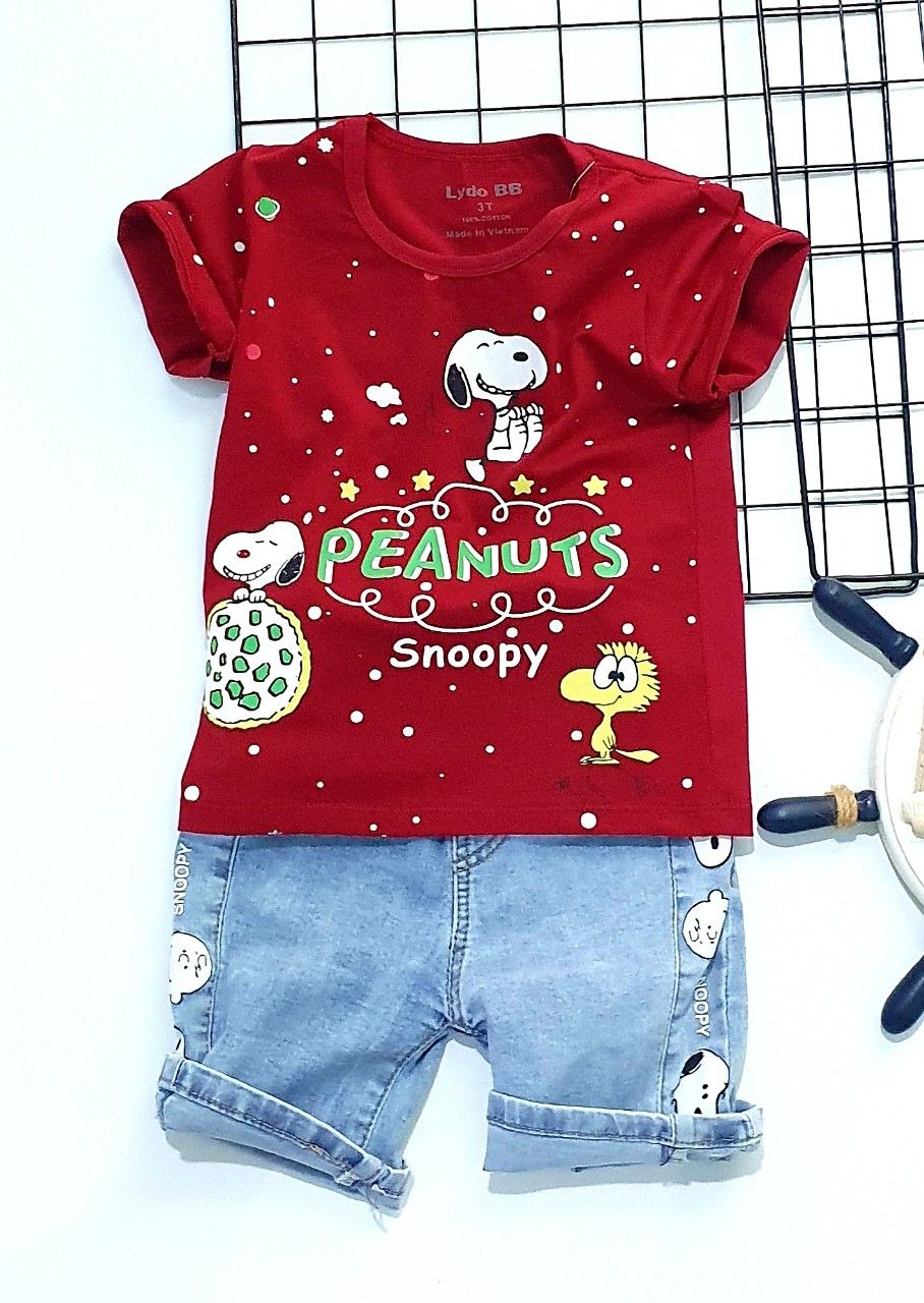 Set jean Peanuts bé trai