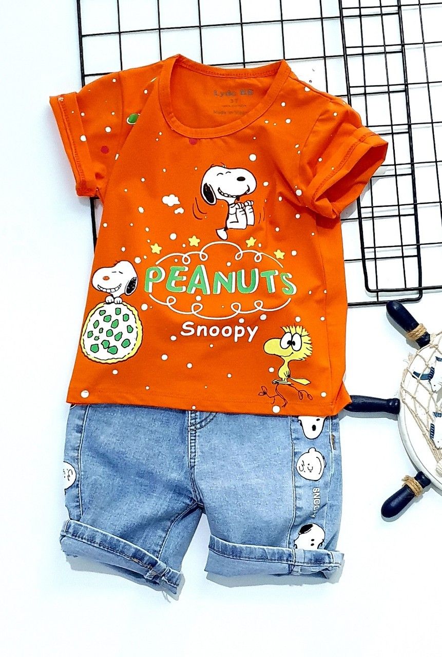 Set jean Peanuts bé trai