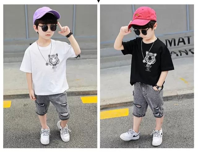 Set jean lửng Tiger bé trai