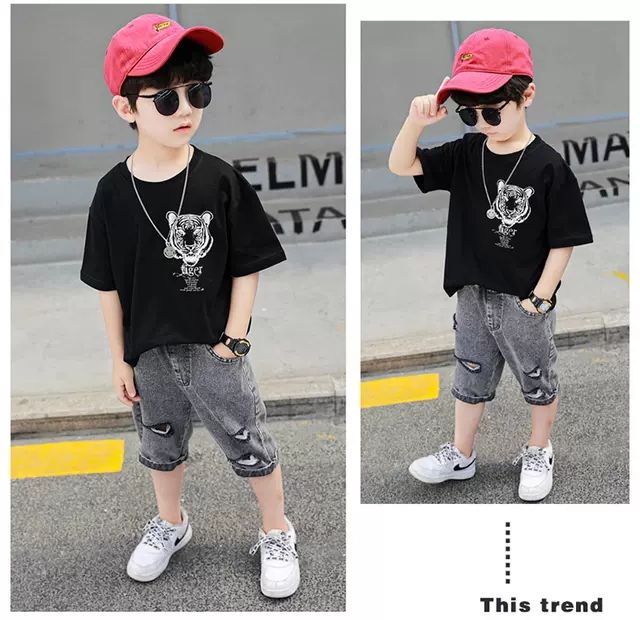 Set jean lửng Tiger bé trai