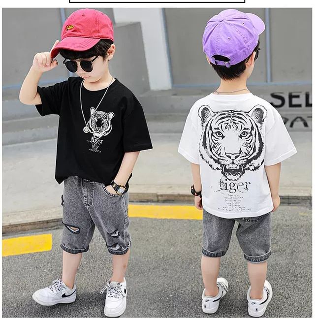 Set jean lửng Tiger bé trai