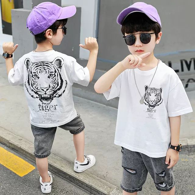 Set jean lửng Tiger bé trai