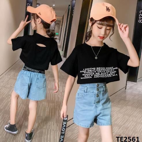 Set áo croptop quần jean cạp cao