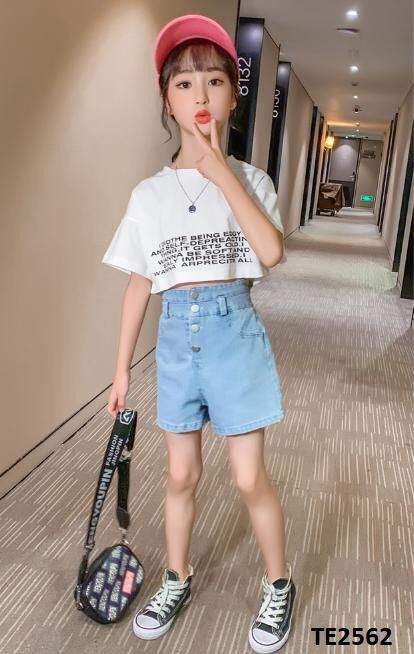 Set áo croptop quần jean cạp cao