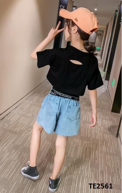 Set áo croptop quần jean cạp cao