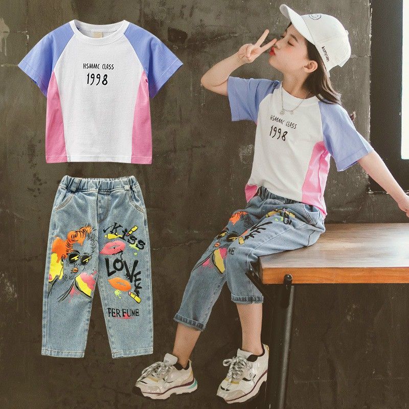 Set jean lửng bé gái 1998