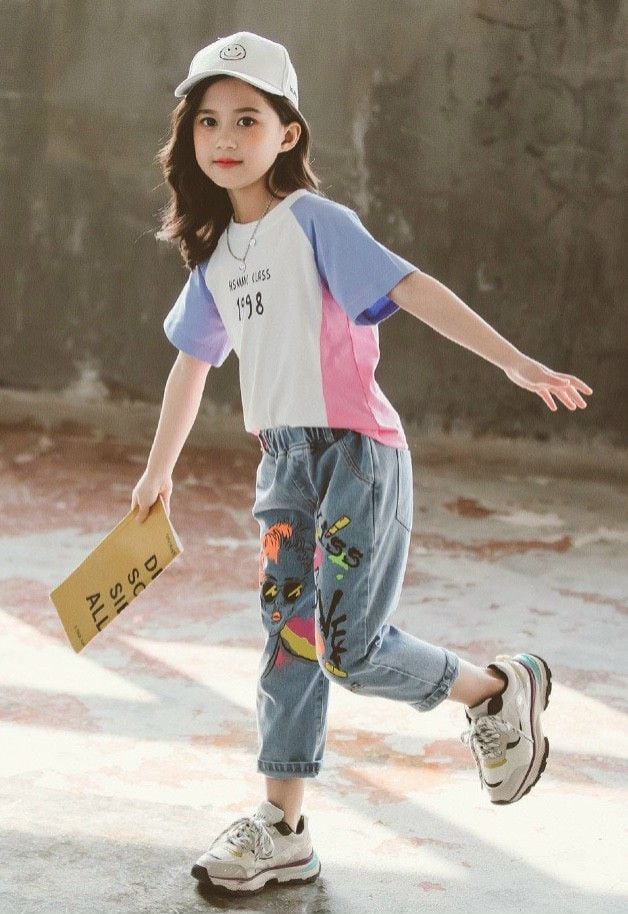 Set jean lửng bé gái 1998