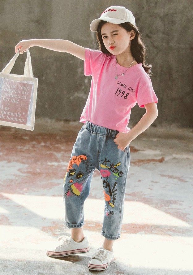 Set jean lửng bé gái 1998